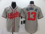 Atlanta Braves #13 Ronald Acuna Jr Grey Cool Base Stitched Jersey