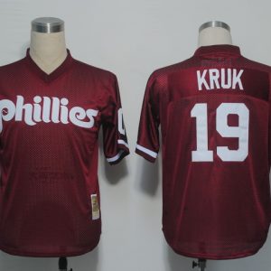 Mitchell And Ness 1991 Phillies #19 John Kruk Red Stitched Jersey