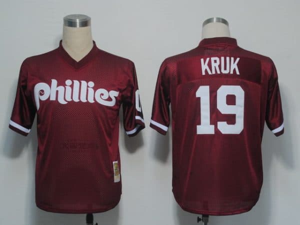 Mitchell And Ness 1991 Phillies #19 John Kruk Red Stitched Jersey