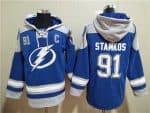Tampa Bay Lightning #91 Steven Stamkos Blue Ageless Must-Have Lace-Up Pullover Hoodie