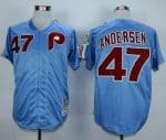 Mitchell And Ness Phillies #47 Larry Andersen Blue Throwback Stitched Jersey