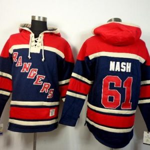 Rangers #61 Rick Nash Navy Blue Sawyer Hooded Sweatshirt Stitched Jersey