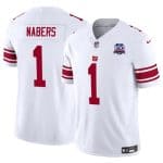 New York Giants #1 Malik Nabers White 2024 Draft F.U.S.E. 100TH Season Patch Vapor Untouchable Limited Stitched Jersey