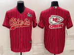 Kansas City Chiefs Red Team Big Logo With Super Bowl LVII Patch Cool Base Stitched Baseball Jersey