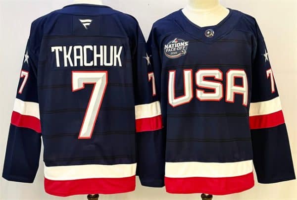 USA #7 Keith Tkachuk Navy 2025 4 Nations Face-Off Stitched Jersey