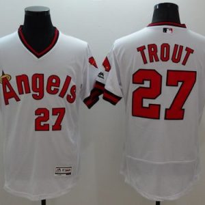 Angels of Anaheim #27 Mike Trout White Flexbase Authentic Collection Cooperstown Stitched Jersey