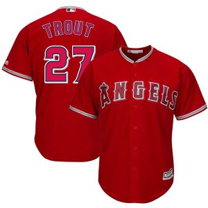 Los Angeles Angels #27 Mike Trout "Kiiiiid" Red Cool Base Stitched Jersey
