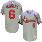 Cardinals #6 Stan Musial Grey Flexbase Authentic Collection Cooperstown Stitched Jersey