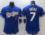 Los Angeles Dodgers #7 Julio Urias Royal Blue Championship Flex Base Sttiched Jersey