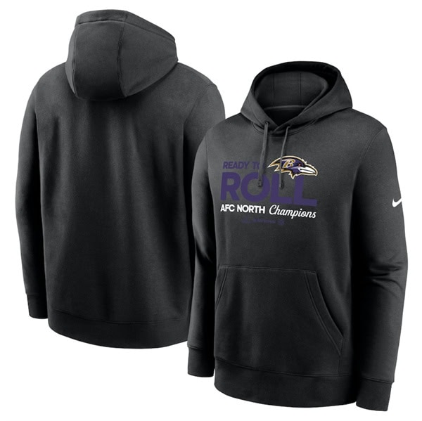 Baltimore Ravens Black 2024 AFC North Champions Locker Room Trophy Collection Pullover Hoodie