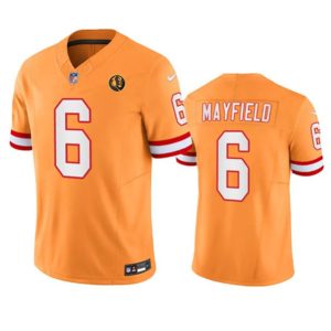 Tampa Bay Buccaneers #6 Baker Mayfield Orange 2023 F.U.S.E. Throwback With John Madden Patch Vapor Limited Stitched Jersey