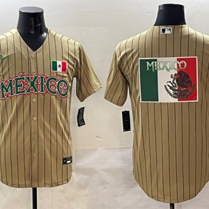 Mexico Tan 2023 World Classic Team Big Logo Stitched Jersey