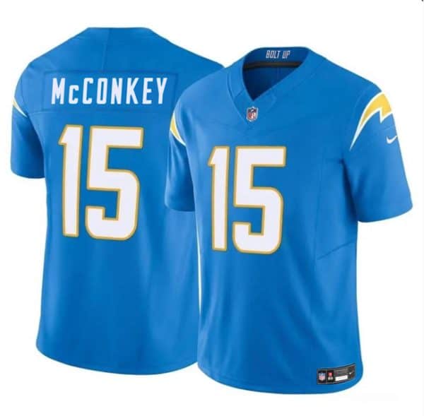 Los Angeles Chargers #15 Ladd McConkey Light Blue 2024 F.U.S.E Draft Vapor Limited Stitched Jersey