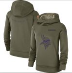 Minnesota Vikings Olive Salute To Service Team Logo Performance Pullover NFL Hoodie