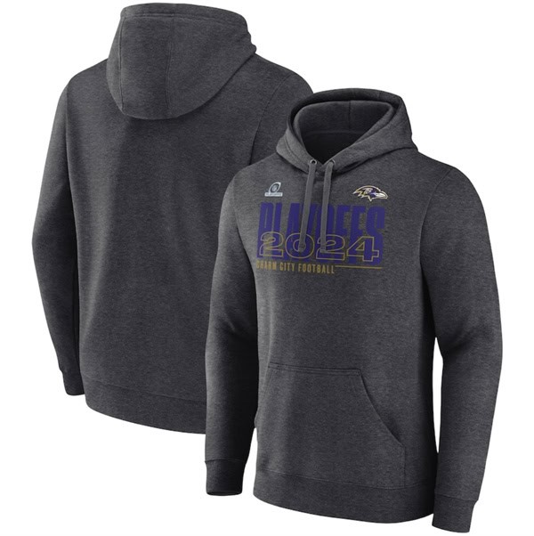 Baltimore Ravens Charcoal 2024 Playoffs Pullover Hoodie