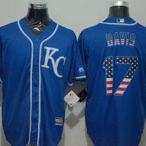 Royals #17 Wade Davis Blue USA Flag Fashion Stitched Jersey