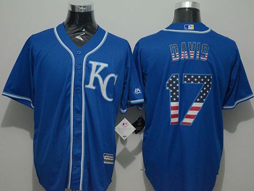 Royals #17 Wade Davis Blue USA Flag Fashion Stitched Jersey