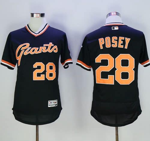 Giants #28 Buster Posey Black Flexbase Authentic Collection Cooperstown Stitched Jerseys