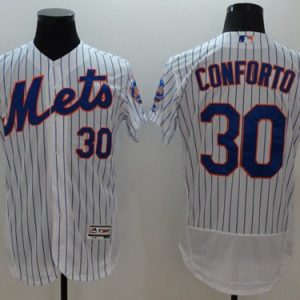 Mets #30 Michael Conforto White(Blue Strip) Flexbase Authentic Collection Stitched Jersey