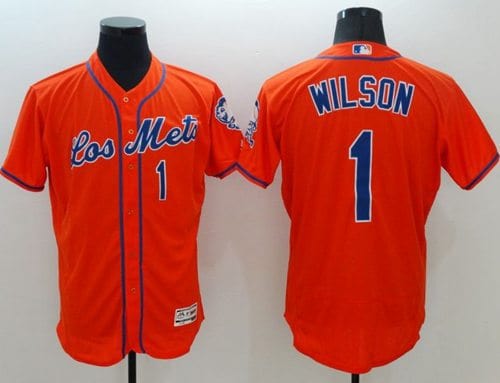 Mets #1 Mookie Wilson Orange Flexbase Authentic Collection Los Mets Stitched Jersey
