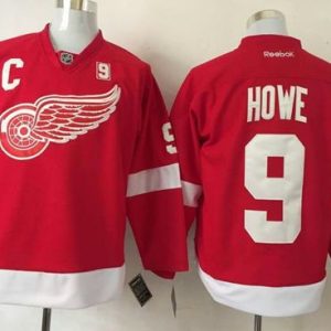 Red Wings #9 Gordie Howe Red Stitched Jersey