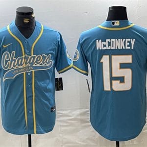 Los Angeles Chargers #15 Ladd McConkey Blue Cool Base Stitched Jersey