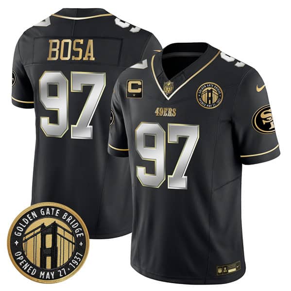 San Francisco 49ers #97 Nick Bosa Black F.U.S.E. Golden Gate Bridge With 1-Star C Patch Vapor Limited Stitched Jersey
