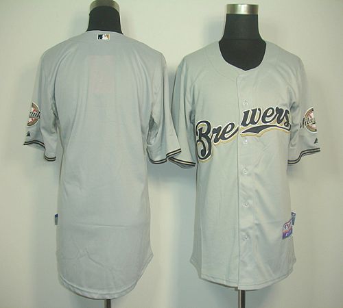 Brewers Blank Grey Cool Base Stitched Jersey