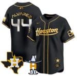 Houston Astros #44 Yordan Alvarez Black Gold With Patch Cool Base Stitched Jersey