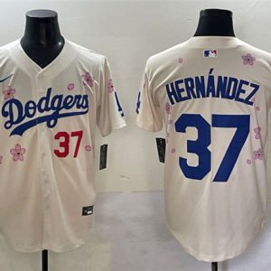 Los Angeles Dodgers #37 Teoscar Hern¨¢ndez Cream 2025 Tokyo Series Limited Stitched Jersey