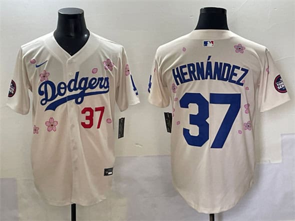 Los Angeles Dodgers #37 Teoscar Hern¨¢ndez Cream 2025 Tokyo Series Limited Stitched Jersey