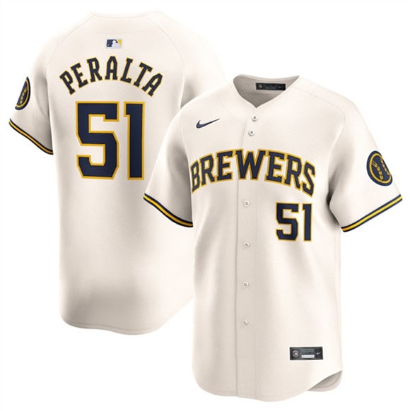 Milwaukee Brewers #51 Freddy Peralta Cream Limited Stitched Jersey