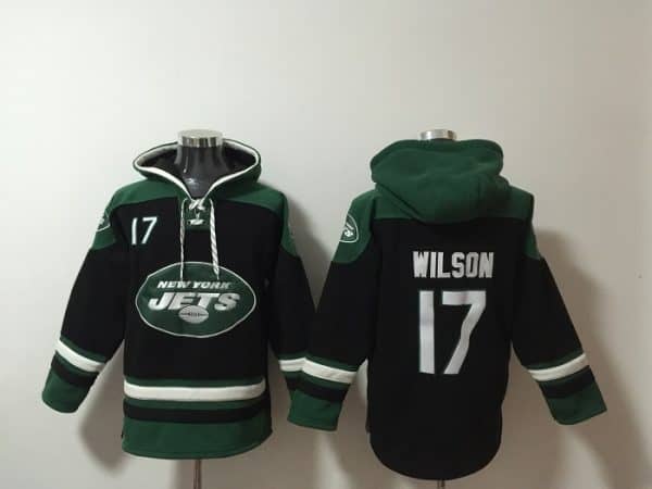 New York Jets #17 Garrett Wilson Black Ageless Must-Have Lace-Up Pullover Hoodie