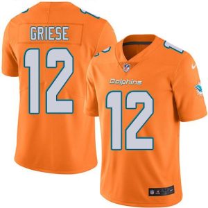 Dolphins #12 Bob Griese Orange Stitched Limited Rush Nike Jersey
