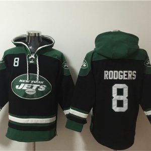 New York Jets #8 Aaron Rodgers Black Ageless Must-Have Lace-Up Pullover Hoodie