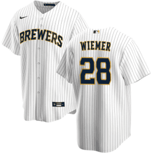 Milwaukee Brewers #28 Joey Wiemer White Cool Base Stitched Jersey