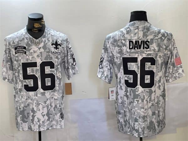 New Orleans Saints #56 Demario Davis 2024 F.U.S.E. Arctic Camo Salute To Service Limited Stitched Jersey