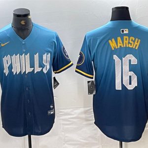 Philadelphia Phillies #16 Brandon Marsh Blue 2024 City Connect Limited Stitched Jersey