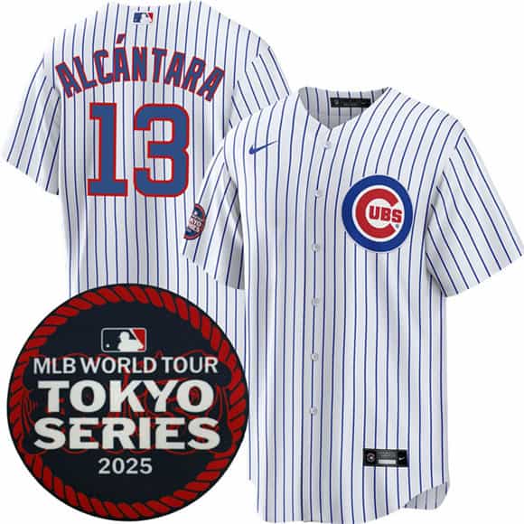 Chicago Cubs #13 Kevin Alc¨¢ntara White 2025 World Tour: Tokyo Series Home Stitched Jersey
