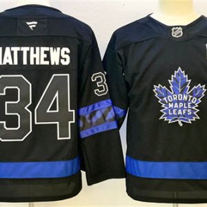 Toronto Maple Leafs #34 Auston Matthews Black 2024-25 Alternate With C Patch Stitched Jersey