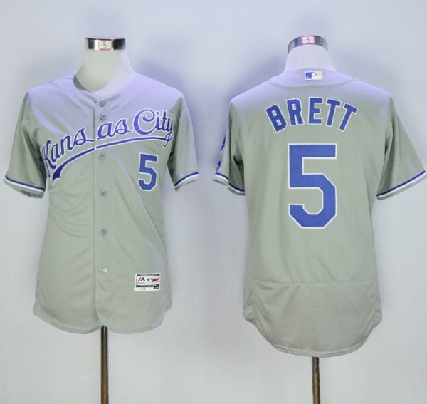 Royals #5 George Brett Grey Flexbase Authentic Collection Stitched Jersey