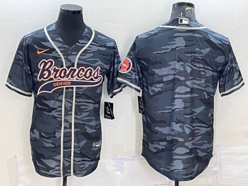 Denver Broncos Blank Gray Camo With Patch Cool Base Stitched Jersey