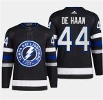 Tampa Bay Lightning #44 Calvin De Haan Black Alternate Premier Breakaway Stitched Jersey