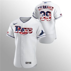Tampa Bay Rays White #39 Kevin Kiermaier 2020 Stars Stripes Flex Base Stitched Jersey