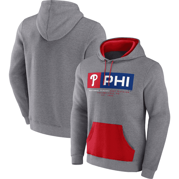 Philadelphia Phillies Heathered Gray Iconic Steppin Up Fleece Pullover Hoodie