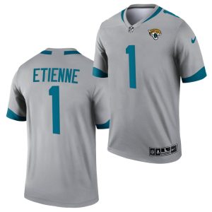 Jacksonville Jaguars #1 Travis Etienne JR Silver 2021 Inverted Legend Stitched Jersey