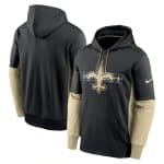 New Orleans Saints Black Color Block Fleece Performance Pullover Hoodie