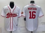 San Francisco 49ers #16 Joe Montana White With Patch Cool Base Stitched Baseball Jersey