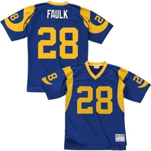 Los Angeles Rams Custom Blue Mitchell Ness Throwback Stitched Jersey
