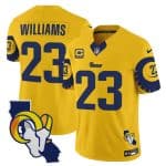 Los Angeles Rams #23 Kyren Williams Gold 2025 4-Star C Patch F.U.S.E. V2 Limited Stitched Jersey